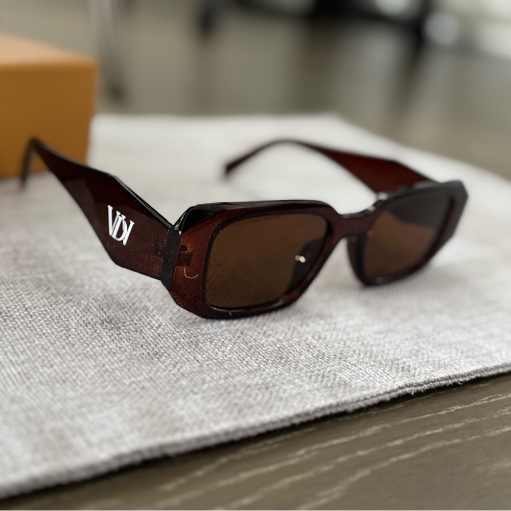 NEW - Van De Vort Dark Brown Rectangle Sunglasses